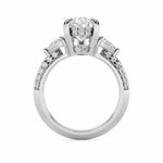 3.5CTW Pear Shaped Lab Grown Diamond (G/VS) Three Stone Accented Engagement Ring in 14K Gold