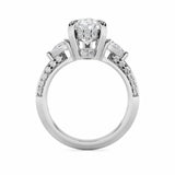 3.5CTW Pear Shaped Lab Grown Diamond (G/VS) Three Stone Accented Engagement Ring in 14K Gold