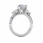 3.5CTW Pear Shaped Lab Grown Diamond (G/VS) Three Stone Accented Engagement Ring in 14K Gold