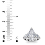3.5CTW Pear Shaped Lab Grown Diamond (G/VS) Three Stone Accented Engagement Ring in 14K Gold