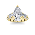 3.5CTW Pear Shaped Lab Grown Diamond (F/VS) Three Stone Accented Engagement Ring in 14K Gold