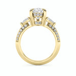 3.5CTW Pear Shaped Lab Grown Diamond (F/VS) Three Stone Accented Engagement Ring in 14K Gold