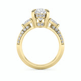 3.5CTW Pear Shaped Lab Grown Diamond (F/VS) Three Stone Accented Engagement Ring in 14K Gold