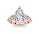 3.5CTW Pear Shaped Lab Grown Diamond (F/VS) Three Stone Accented Engagement Ring in 14K Gold