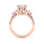 3.5CTW Pear Shaped Lab Grown Diamond (F/VS) Three Stone Accented Engagement Ring in 14K Gold