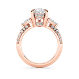 3.5CTW Pear Shaped Lab Grown Diamond (F/VS) Three Stone Accented Engagement Ring in 14K Gold