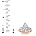 3.5CTW Pear Shaped Lab Grown Diamond (F/VS) Three Stone Accented Engagement Ring in 14K Gold