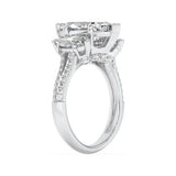 4CTW Marquise Shaped Lab Grown Diamond (G/VS) Three Stone Accented Engagement Ring in 14K Gold