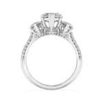4CTW Marquise Shaped Lab Grown Diamond (G/VS) Three Stone Accented Engagement Ring in 14K Gold
