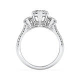4CTW Marquise Shaped Lab Grown Diamond (G/VS) Three Stone Accented Engagement Ring in 14K Gold
