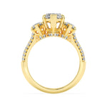 4CTW Marquise Shaped Lab Grown Diamond (F/VS) Three Stone Accented Engagement Ring in 14K Gold