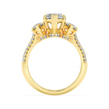 4CTW Marquise Shaped Lab Grown Diamond (F/VS) Three Stone Accented Engagement Ring in 14K Gold