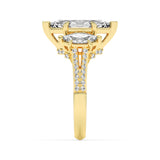 4CTW Marquise Shaped Lab Grown Diamond (F/VS) Three Stone Accented Engagement Ring in 14K Gold