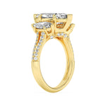4CTW Marquise Shaped Lab Grown Diamond (G/VS) Three Stone Accented Engagement Ring in 14K Gold