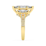 4CTW Marquise Shaped Lab Grown Diamond (G/VS) Three Stone Accented Engagement Ring in 14K Gold