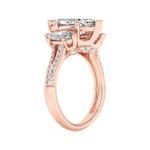 4CTW Marquise Shaped Lab Grown Diamond (F/VS) Three Stone Accented Engagement Ring in 14K Gold