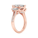 4CTW Marquise Shaped Lab Grown Diamond (F/VS) Three Stone Accented Engagement Ring in 14K Gold
