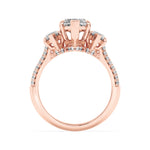 4CTW Marquise Shaped Lab Grown Diamond (F/VS) Three Stone Accented Engagement Ring in 14K Gold