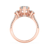 4CTW Marquise Shaped Lab Grown Diamond (F/VS) Three Stone Accented Engagement Ring in 14K Gold