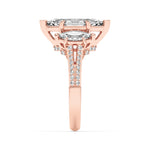 4CTW Marquise Shaped Lab Grown Diamond (F/VS) Three Stone Accented Engagement Ring in 14K Gold