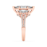 4CTW Marquise Shaped Lab Grown Diamond (F/VS) Three Stone Accented Engagement Ring in 14K Gold