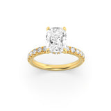 2CTW Elongated Cushion Shaped Lab Grown Diamond (F/VS) Hidden Halo Accented Ring in 14K Gold