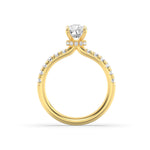 2CTW Elongated Cushion Shaped Lab Grown Diamond (G/VS) Hidden Halo Accented Ring in 14K Gold