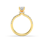2CTW Emerald Shaped Lab Grown Diamond (F/VS) Hidden Halo Accented Ring in 14K Gold