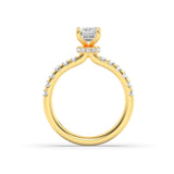 2CTW Emerald Shaped Lab Grown Diamond (F/VS) Hidden Halo Accented Ring in 14K Gold