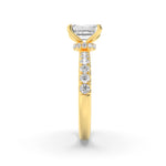 2CTW Emerald Shaped Lab Grown Diamond (F/VS) Hidden Halo Accented Ring in 14K Gold