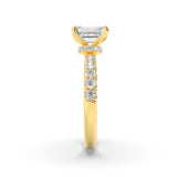 2CTW Emerald Shaped Lab Grown Diamond (F/VS) Hidden Halo Accented Ring in 14K Gold