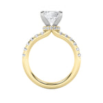 2CTW Emerald Shaped Lab Grown Diamond (F/VVS) Hidden Halo Accented Ring in 14K Gold