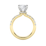 2CTW Emerald Shaped Lab Grown Diamond (F/VVS) Hidden Halo Accented Ring in 14K Gold