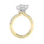 2CTW Emerald Shaped Lab Grown Diamond (F/VVS) Hidden Halo Accented Ring in 14K Gold