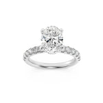 2CTW Oval Shaped Lab Grown Diamond (G/VS) Hidden Halo Accented Ring in 14K Gold