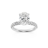2CTW Oval Shaped Lab Grown Diamond (G/VS) Hidden Halo Accented Ring in 14K Gold