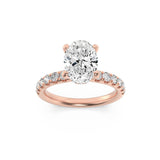 2CTW Oval Shaped Lab Grown Diamond (F/VS) Hidden Halo Accented Ring in 14K Gold