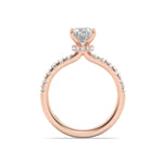2CTW Oval Shaped Lab Grown Diamond (F/VS) Hidden Halo Accented Ring in 14K Gold