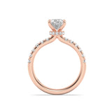 2CTW Oval Shaped Lab Grown Diamond (F/VS) Hidden Halo Accented Ring in 14K Gold