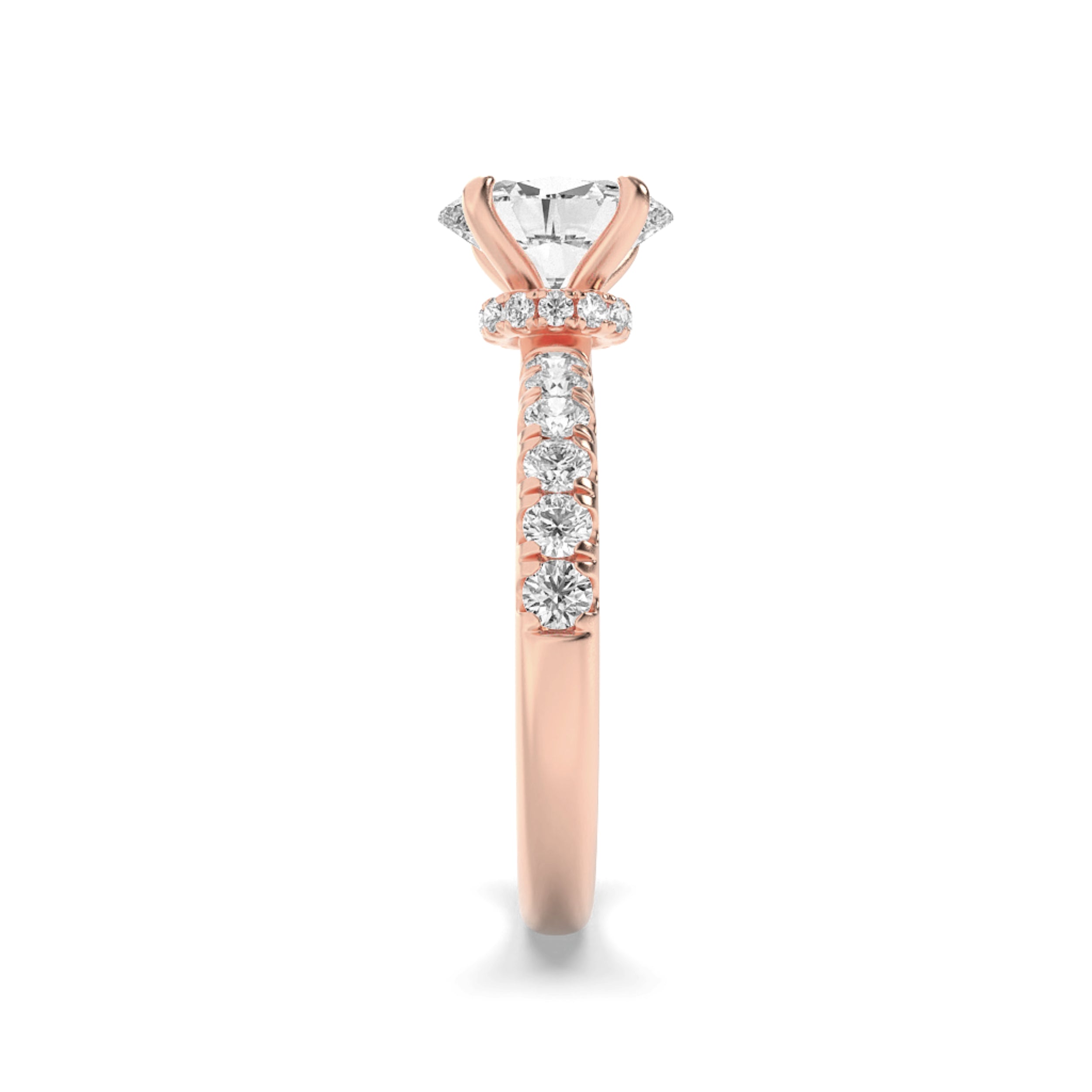 2CTW Oval Shaped Lab Grown Diamond (F/VS) Hidden Halo Accented Ring in 14K Gold