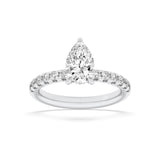 2CTW Pear Shaped Lab Grown Diamond (F/VS) Hidden Halo Accented Ring in 14K Gold