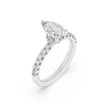 2CTW Pear Shaped Lab Grown Diamond (F/VS) Hidden Halo Accented Ring in 14K Gold
