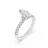 2CTW Pear Shaped Lab Grown Diamond (F/VS) Hidden Halo Accented Ring in 14K Gold