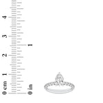 2CTW Pear Shaped Lab Grown Diamond (F/VS) Hidden Halo Accented Ring in 14K Gold