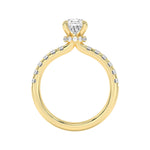 2CTW Pear Shaped Lab Grown Diamond (F/VS) Hidden Halo Accented Ring in 14K Gold