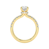 2CTW Pear Shaped Lab Grown Diamond (F/VS) Hidden Halo Accented Ring in 14K Gold
