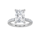2CTW Radiant Shaped Lab Grown Diamond (F/VS) Hidden Halo Accented Ring in 14K Gold