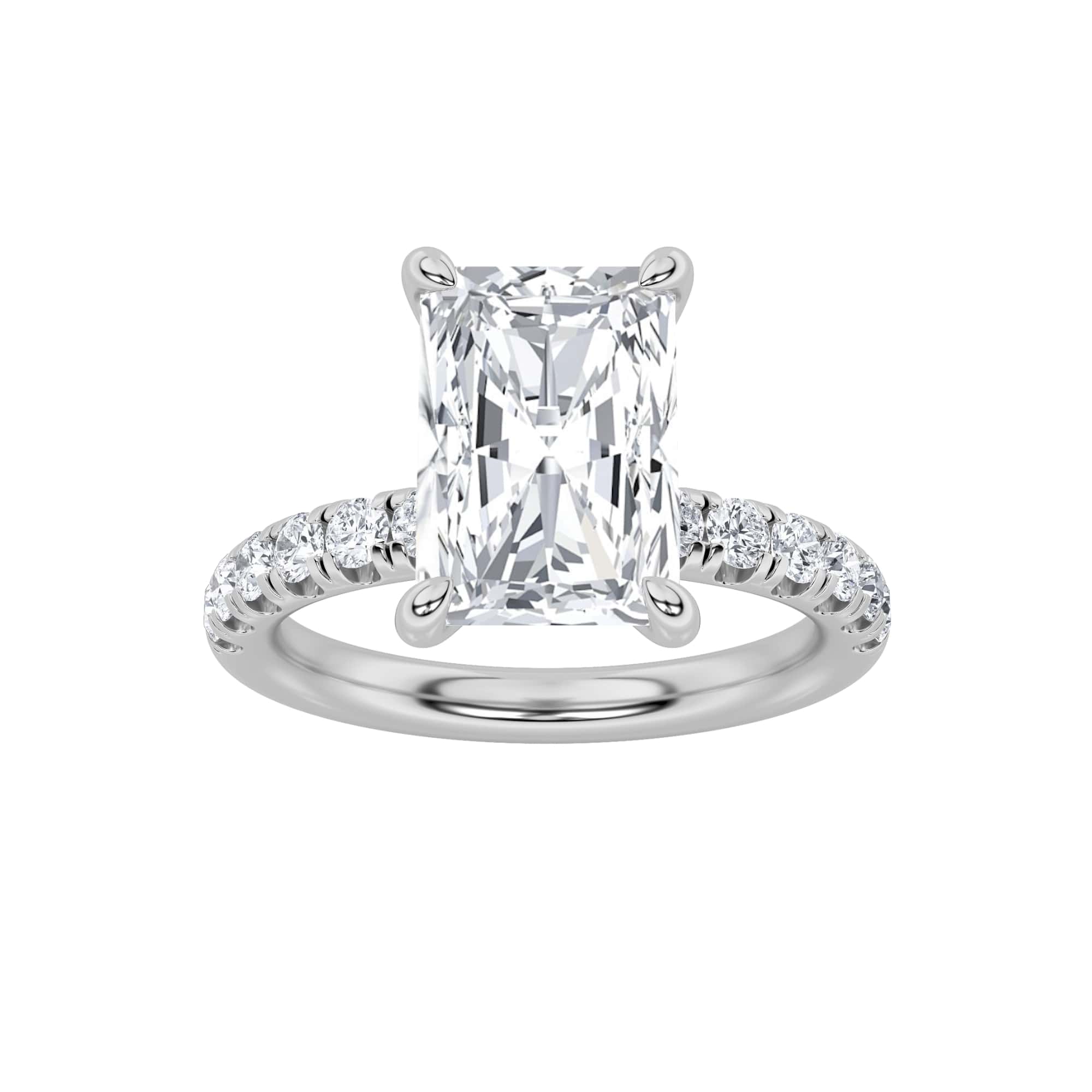 2CTW Radiant Shaped Lab Grown Diamond (F/VS) Hidden Halo Accented Ring in 14K Gold