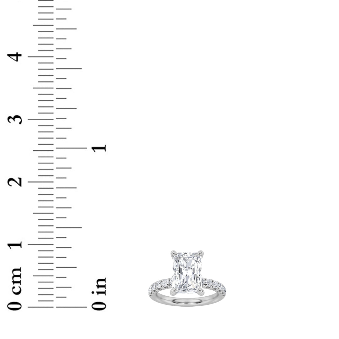2CTW Radiant Shaped Lab Grown Diamond (F/VS) Hidden Halo Accented Ring in 14K Gold