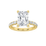 2CTW Radiant Shaped Lab Grown Diamond (F/VS) Hidden Halo Accented Ring in 14K Gold
